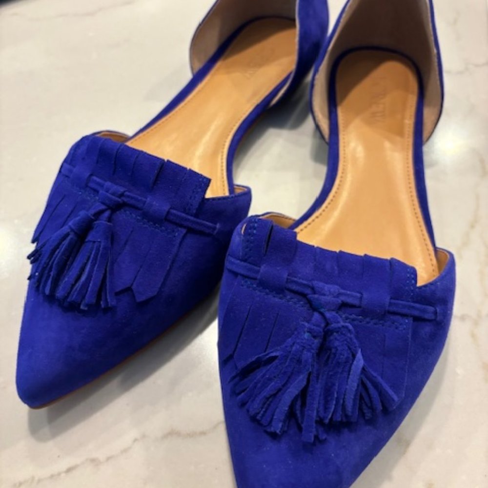 NWOT J Crew D’Orsay suede flats. 7.5 - No box.  Royal Blue